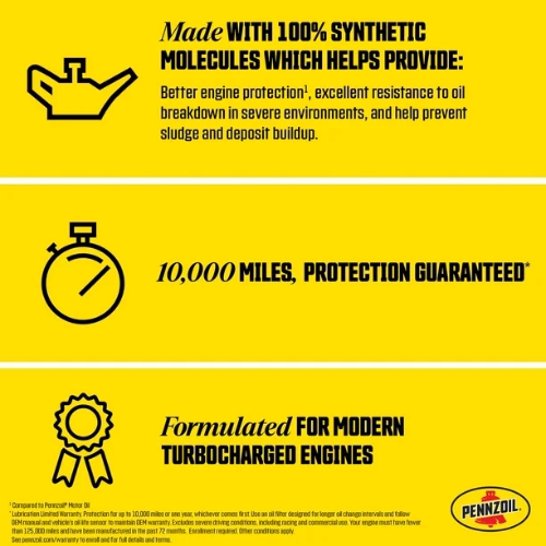 Pennzoil Full Synthetic 5W-30 Motor Oil, 5 Quart