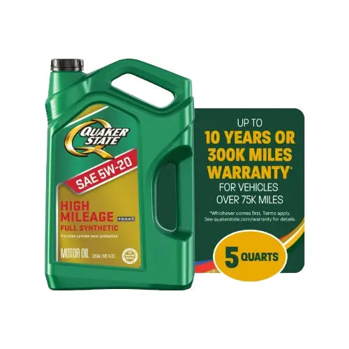 Quaker State Full Synthetic High Mileage 5W-20 Motor Oil, 5 Quart