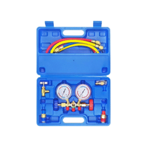 JIFETOR 3 Way AC Manifold Gauge Set, HVAC Diagnostic Refrigerant Charging Tool for Auto Household R404A R134A Refrigerant, Quick Couplers Can Tap Adapter Valve Core Tool, 3FT Hose