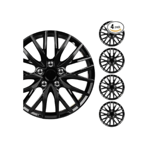 BDK (4-Pack) Premium Black Hubcaps 16" Wheel Rim Cover Hub Caps OEM Style Direct Replacement Snap On Car Truck SUV Van - 16 Inch, Set of 4