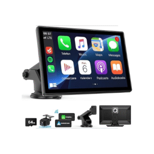 Wireless CarPlay Screen - 9'' Portable Car Stereo with 4K Dash Cam, 1080P Backup Camera, Satellite Radio, Apple CarPlay & Android Auto, GPS Navigation/AirPlay/Voice Control