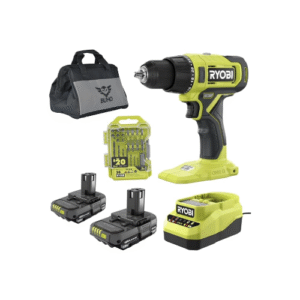 Cordless 1/2 inch Power Drill Driver Bundle with Drill, (2) 18-Volt Batteries, Charger, 20 Piece Multipurpose Drill Bit Set and Buho Tool Bag