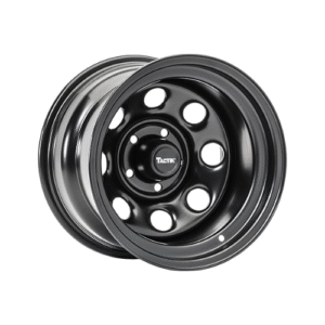 TACTIK Circle 8 Classic 15 Inch Solid Steel Wheel, Black - 15x10, 5x4.5 Bolt Pattern (-38.1mm Offset), 4" Backspace - Fits Jeep 1984-2006 Wrangler, Wagoneer, Comanche, Grand Cherokee TJ YJ MJ ZJ XJ LJ