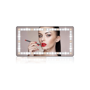 Car Sun Visor Vanity Mirror, with 3 Light Modes & 60 LEDs - Rechargeable Dimmable Clip-on Rear View Sun-Shading Cosmetic Makeup Mirror, Universal for Car SUV(Black)