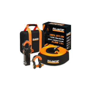 ALL-TOP Nylon Recovery Kit with Hitch Receiver 3 x 20' (35,000lbs) 100% Nylon Snatch Strap + 2 Shackle Hitch Receiver + 34 HD Shackles (2pcs) with Isolator + Storage Bag