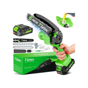 Tietoc Chainsaw 6 Inch Mini Electric Chainsaw Cordless Battery Powered, Hand Held Saw for Wood/Trees Trimming, Tools for Household and Garden, Chain Saw Gift for Men Dad Husband Fathers Gardener 2025