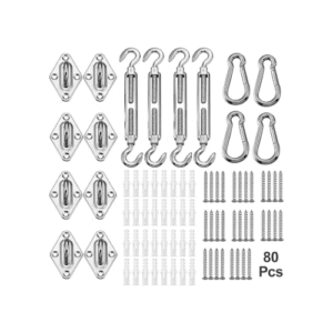 YOFIT Shade Sail Hardware Kit 6 inch for Triangle Rectangle Sun Shade Sail Installation, 304 Grade Stainless for Garden Outdoors, 80 Pcs