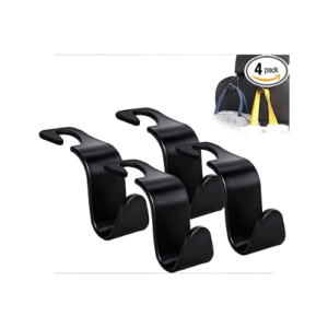 Amooca Car Seat Headrest Hook 4 Pack Hanger Storage Organizer Universal for Handbag Purse Coat fit Universal Vehicle Car Black S Type