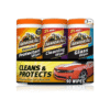 Armor All Protectant, Glass and Cleaning Wipes, Interior Car Cleaner and Exterior Care, 30 Count Each (Pack of 3)