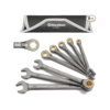 DURATECH Anti-Slip Ratcheting Wrench Set, Combination Wrench Set, 8-piece, SAE 5/16" to 3/4", 72-Tooth, Nickel Plating, CR-V Steel, with Pouch