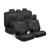 BDK PolyPro Car Seat Covers Full Set in Charcoal on Black – Front and Rear Split Bench for Cars, Easy to Install Cover Set, Accessories Auto Trucks Van SUV