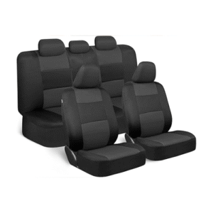 BDK PolyPro Car Seat Covers Full Set in Charcoal on Black – Front and Rear Split Bench for Cars, Easy to Install Cover Set, Accessories Auto Trucks Van SUV