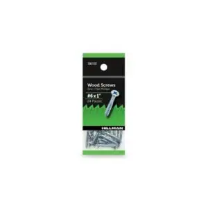Hillman Wood Screws #6 x 1", Flat Phillips, Zinc Plated, Steel, Pack of 24